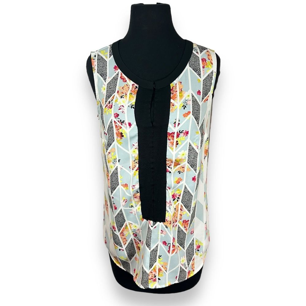 Cabi‎ Sleeveless Geometric Floral Blouse Womens XS